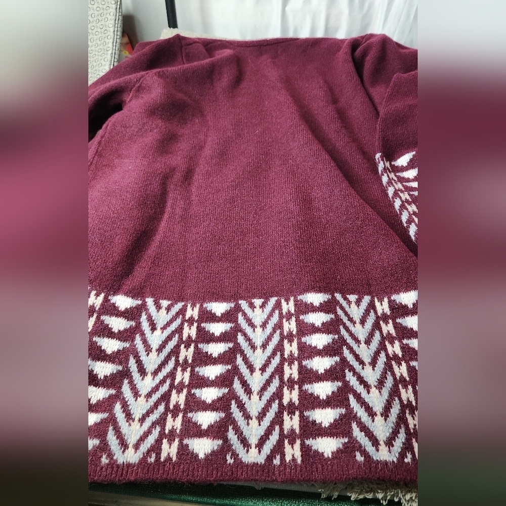 Women's Frye Patterned Cardigan - Red With A Geometric Pattern - XL - Picture 7 of 15